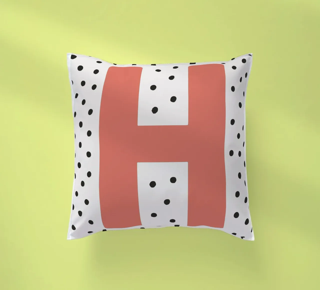 Initial H on dot pattern - Scandinavian style decorative cushion by KidzStudio