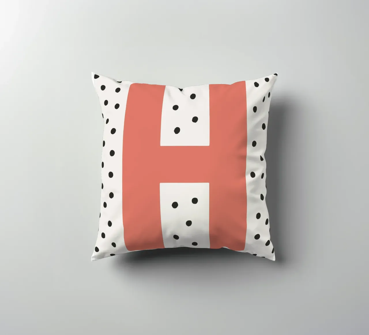 Initial H on dot pattern - Scandinavian style decorative cushion by KidzStudio