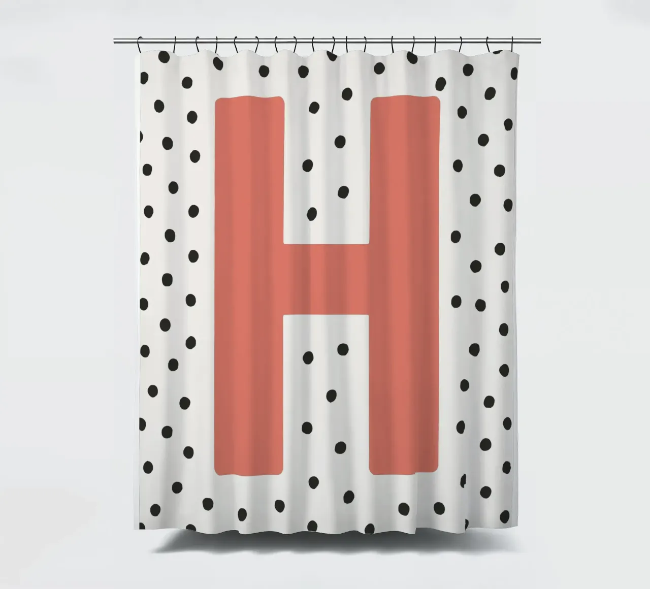 Initial H on dot pattern - Scandinavian style shower curtain by KidzStudio