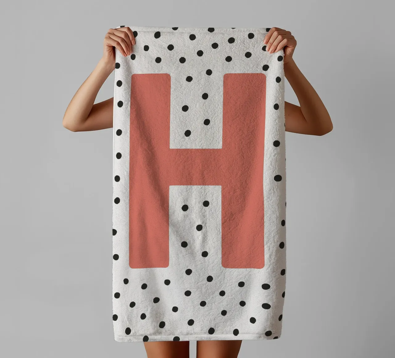 Initial H on dot pattern - Scandinavian style towel by KidzStudio