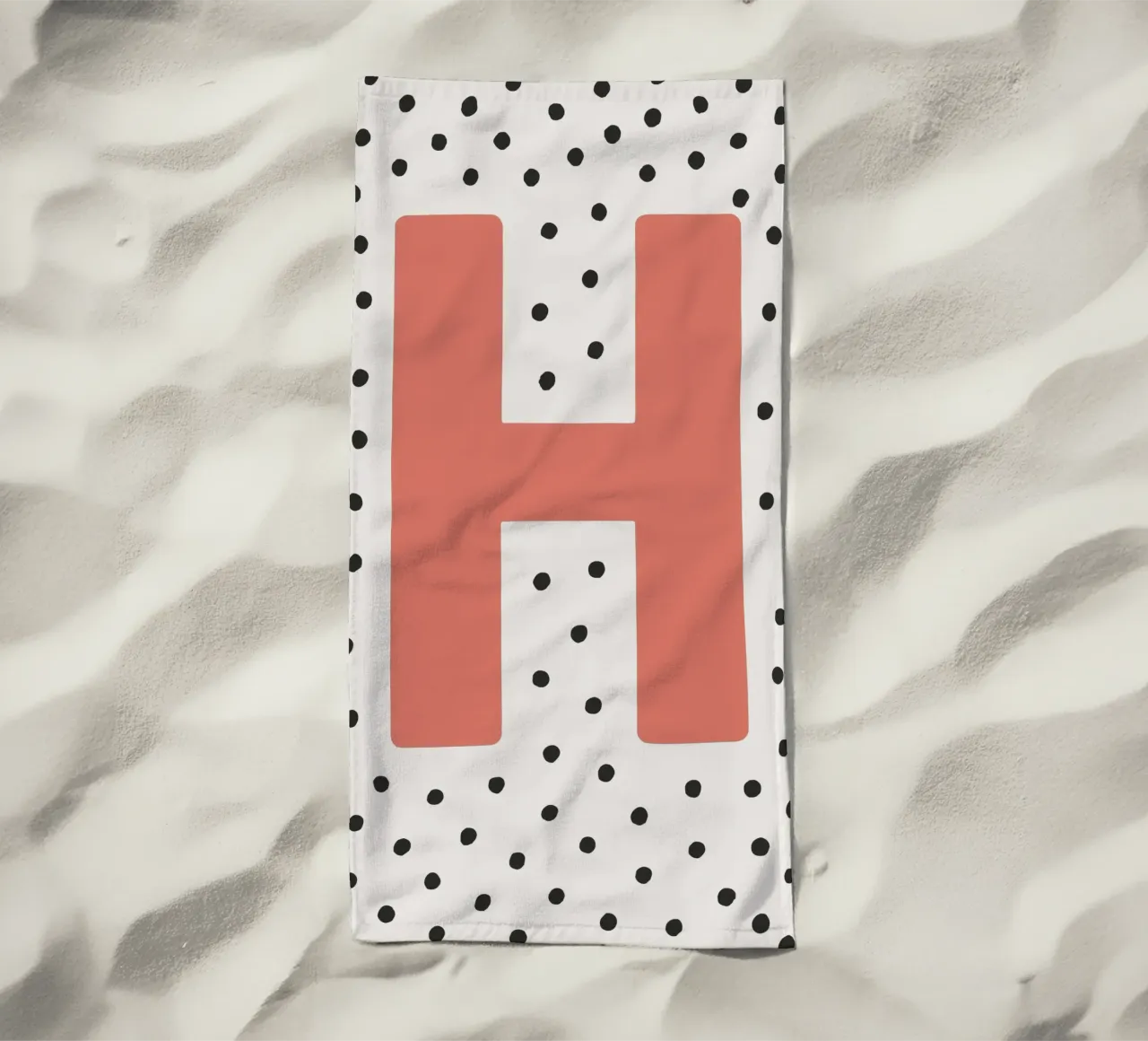 Initial H on dot pattern - Scandinavian style beach towel by KidzStudio