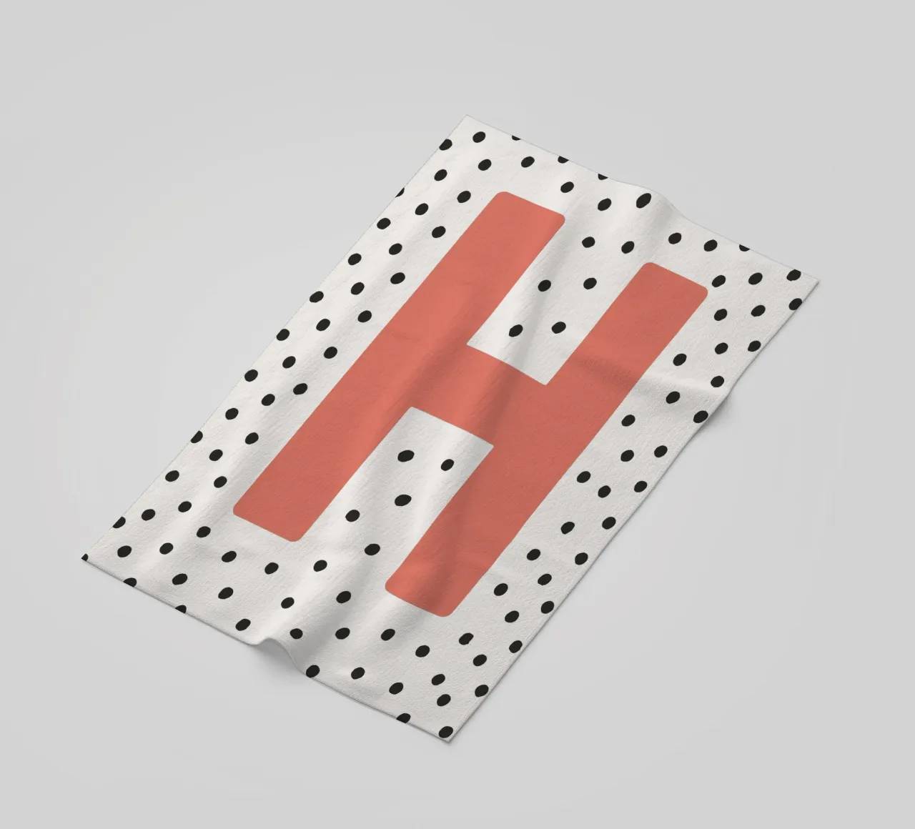 Initial H on dot pattern - Scandinavian style beach towel by KidzStudio