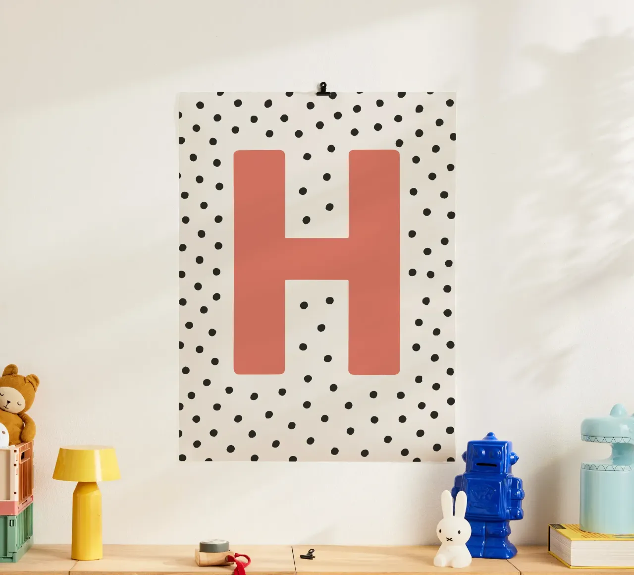 Initial H on dot pattern - Scandinavian style hahnemühle by KidzStudio