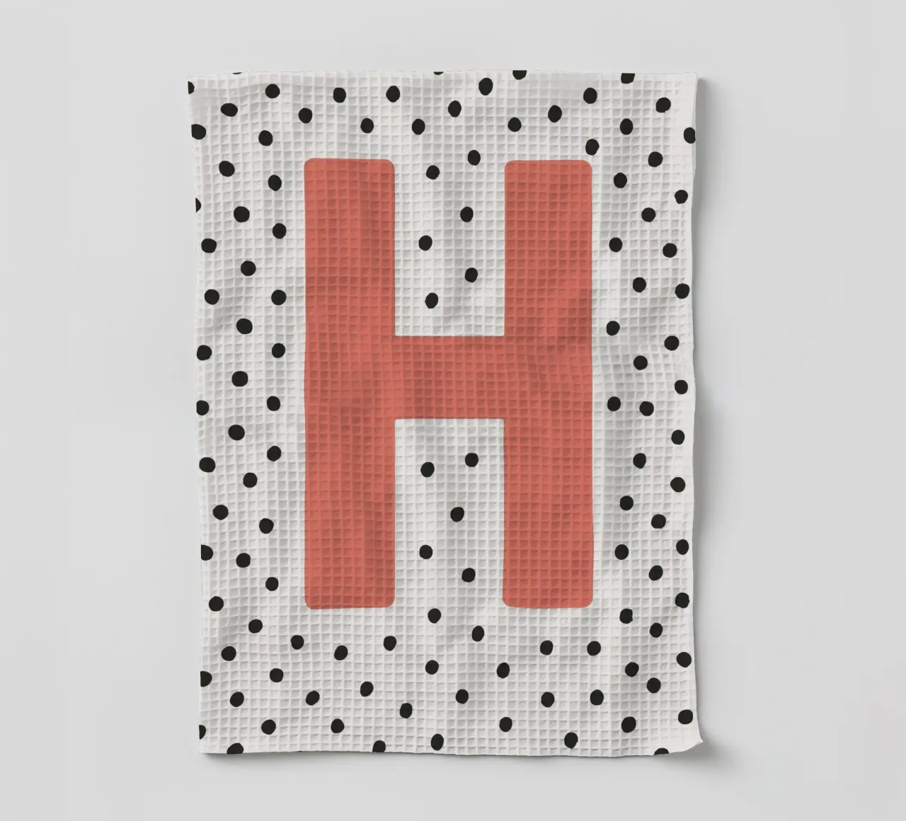Initiale H sur motif à pois - style scandinave torchon de KidzStudio