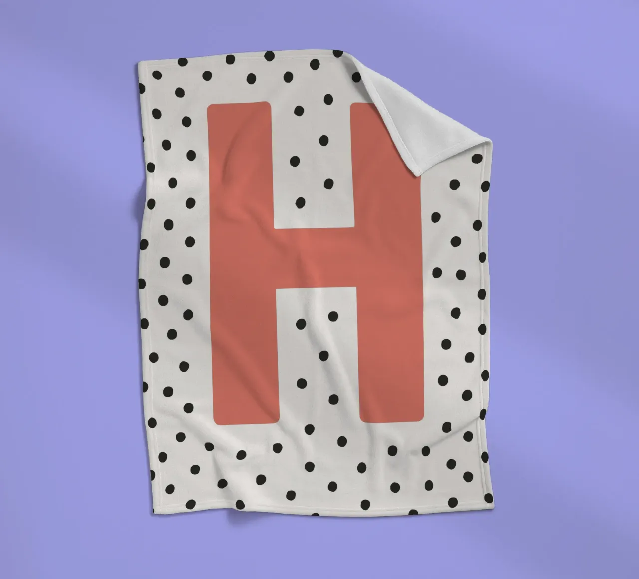 Initial H on dot pattern - Scandinavian style fleece blanket by KidzStudio