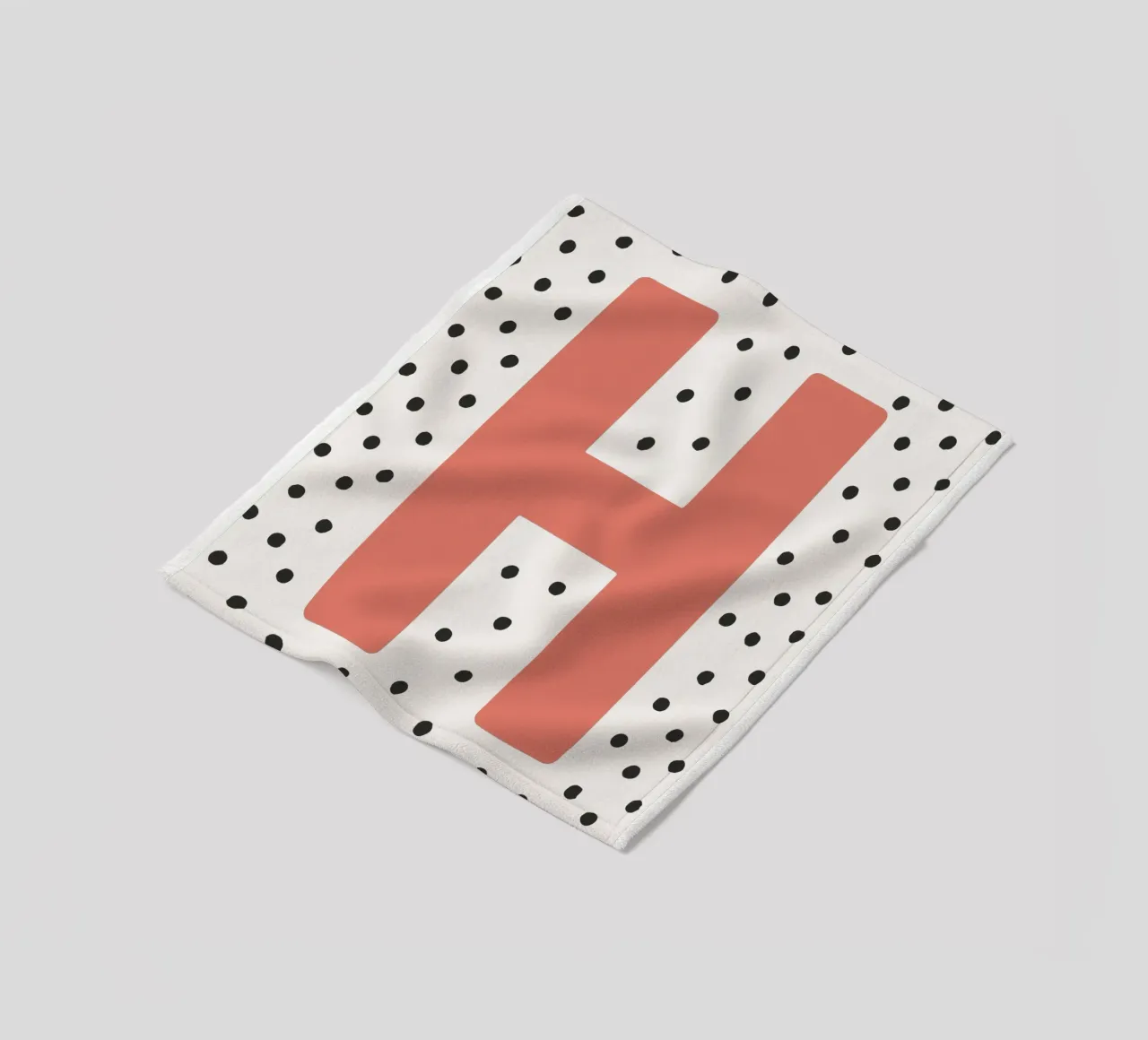 Initial H on dot pattern - Scandinavian style fleece blanket by KidzStudio