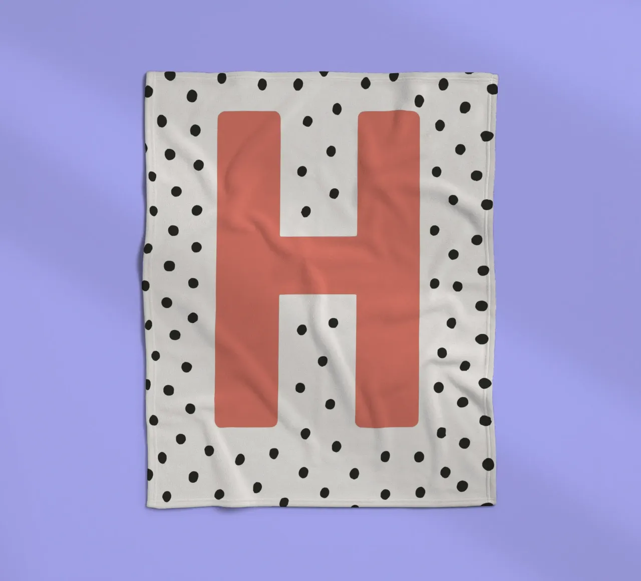 Initial H on dot pattern - Scandinavian style fleece blanket by KidzStudio