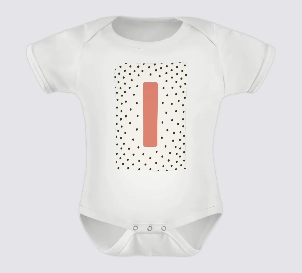 Initial I on dot pattern - Scandinavian style short-sleeve baby romper by KidzStudio