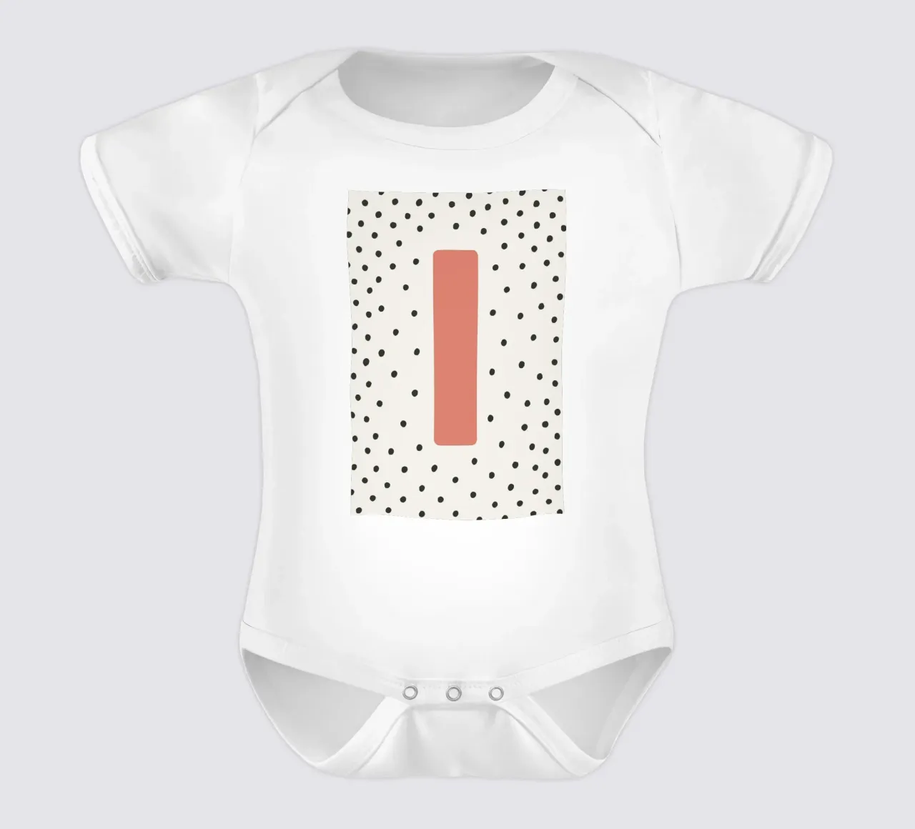 Initial I on dot pattern - Scandinavian style short-sleeve baby romper by KidzStudio