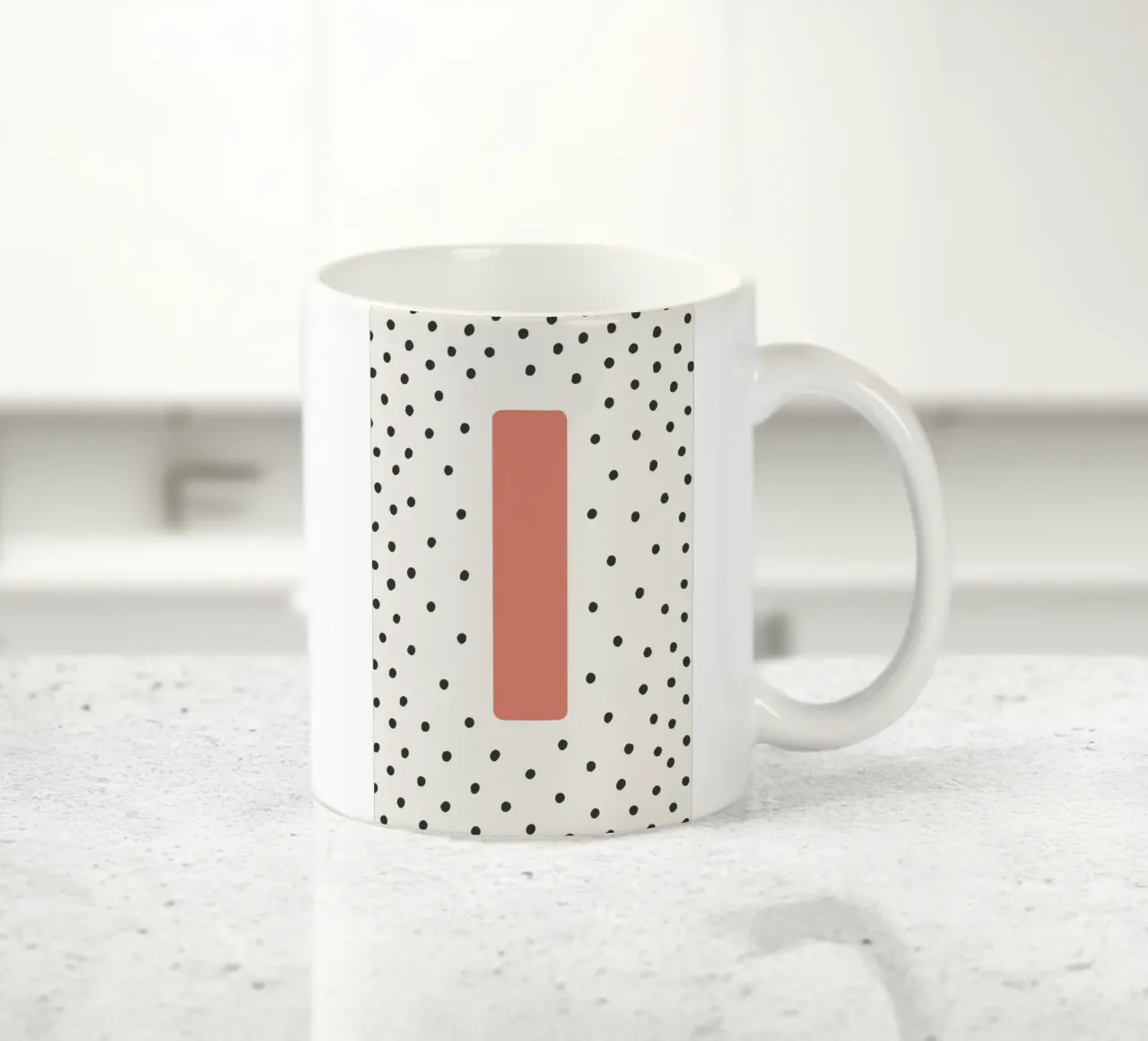 Initial I on dot pattern - Scandinavian style ceramic mug by KidzStudio