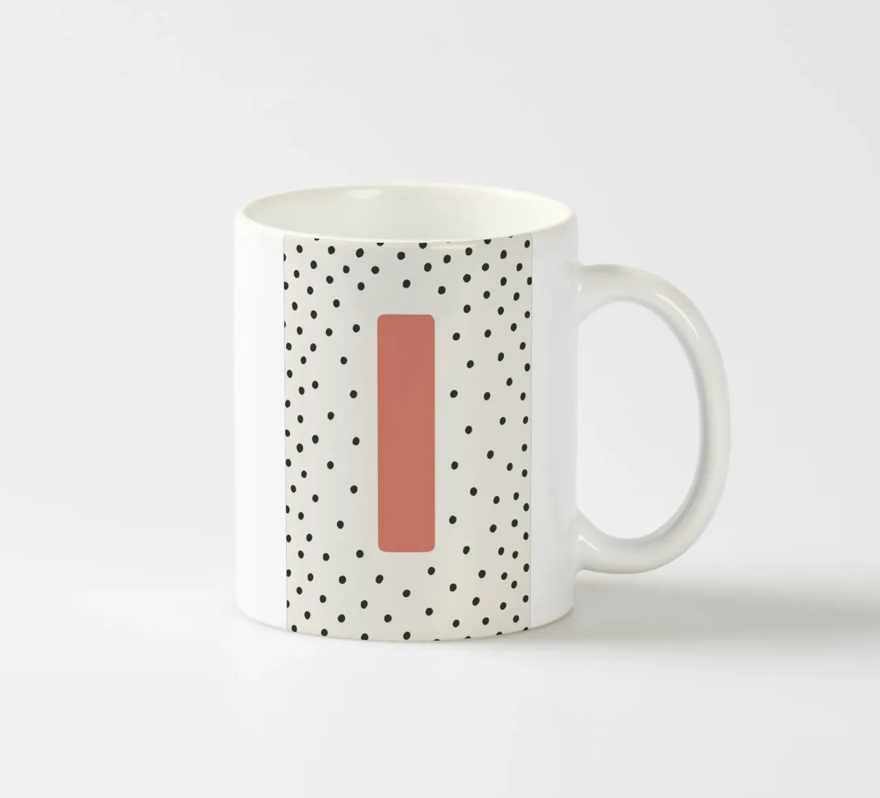 Initial I on dot pattern - Scandinavian style ceramic mug by KidzStudio