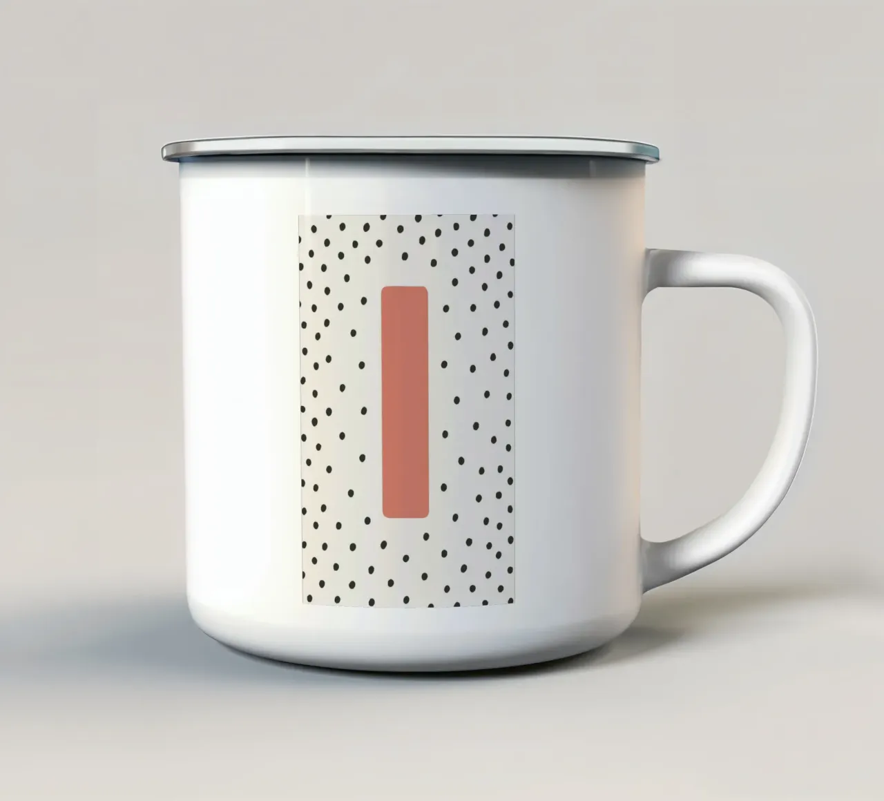 Initial I on dot pattern - Scandinavian style enamel mug by KidzStudio