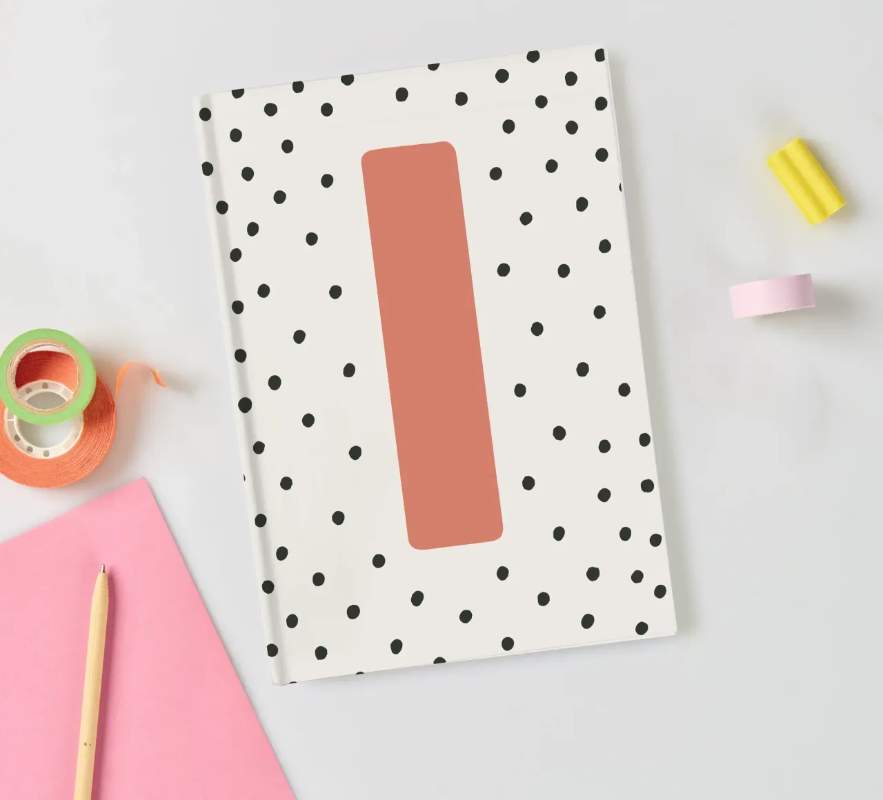 Initial I on dot pattern - Scandinavian style notebook by KidzStudio