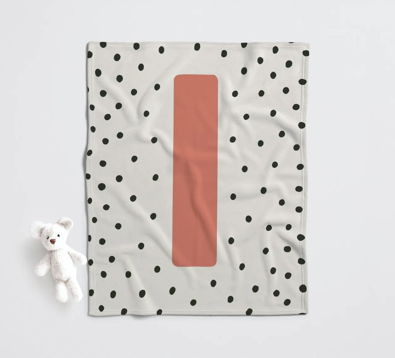 Initial I on dot pattern - Scandinavian style fleece blanket by KidzStudio