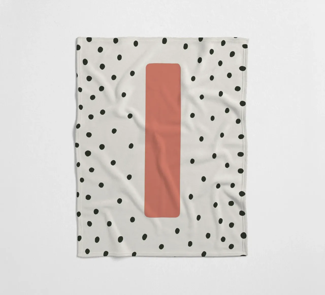 Initial I on dot pattern - Scandinavian style fleece blanket by KidzStudio