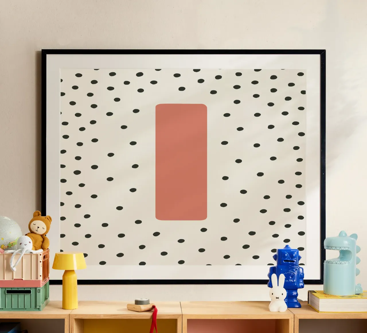 Initial I on dot pattern - Scandinavian style hahnemühle by KidzStudio