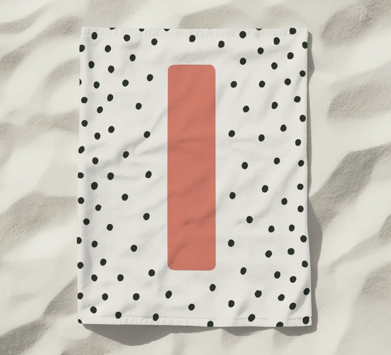 Initial I on dot pattern - Scandinavian style beach towel by KidzStudio