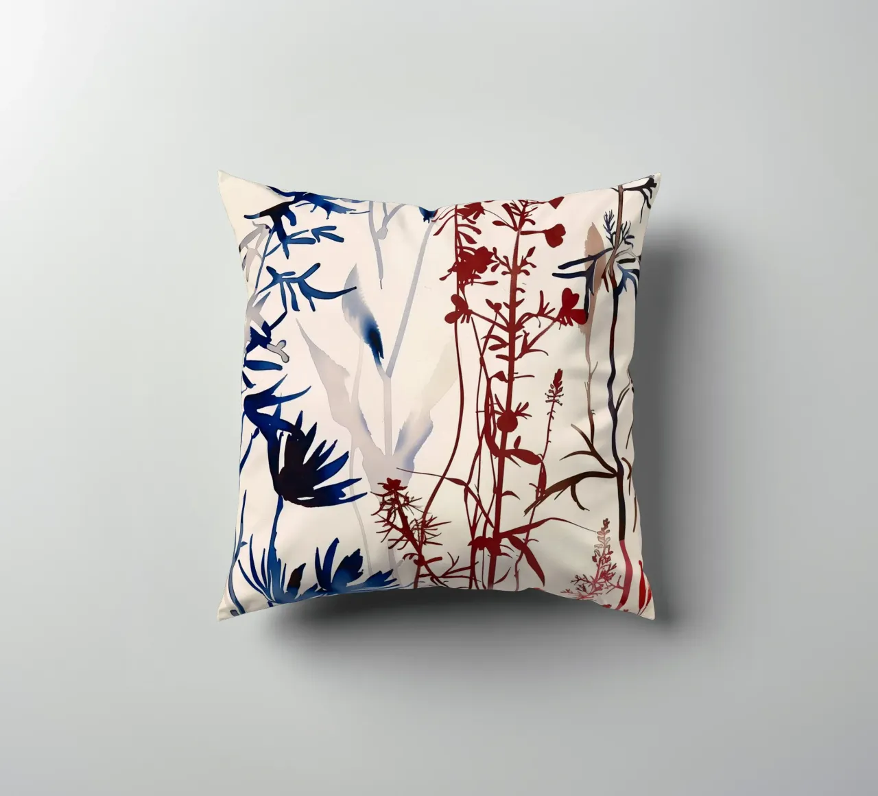 Crimson Silhouettes decorative cushion by Sophia Calder Studio