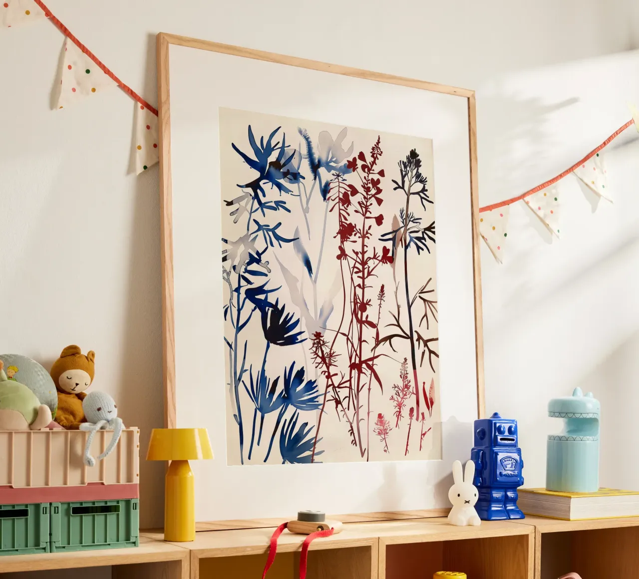 Crimson Silhouettes poster with plastic frame by Sophia Calder Studio