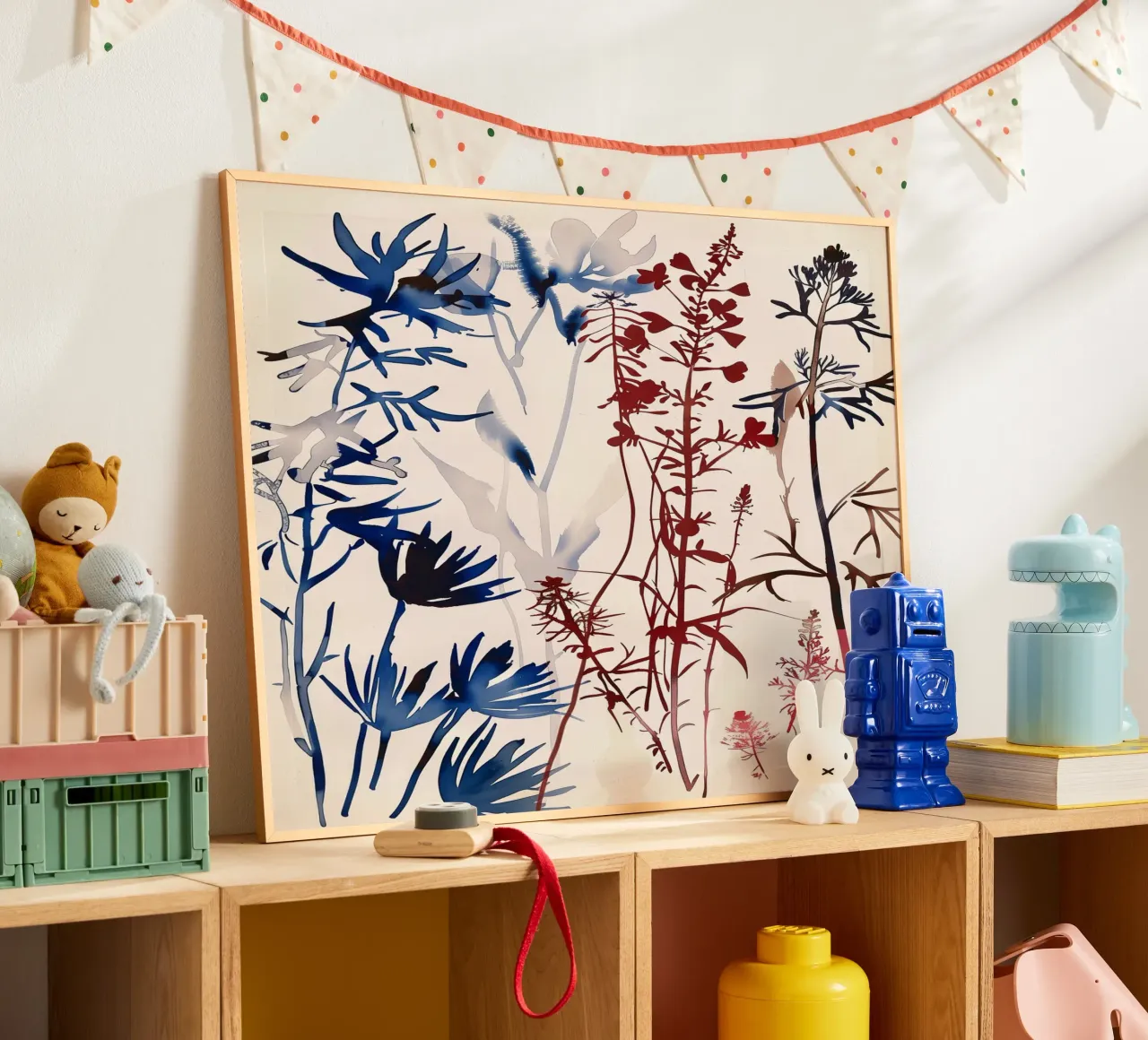 Crimson Silhouettes poster with plastic frame by Sophia Calder Studio