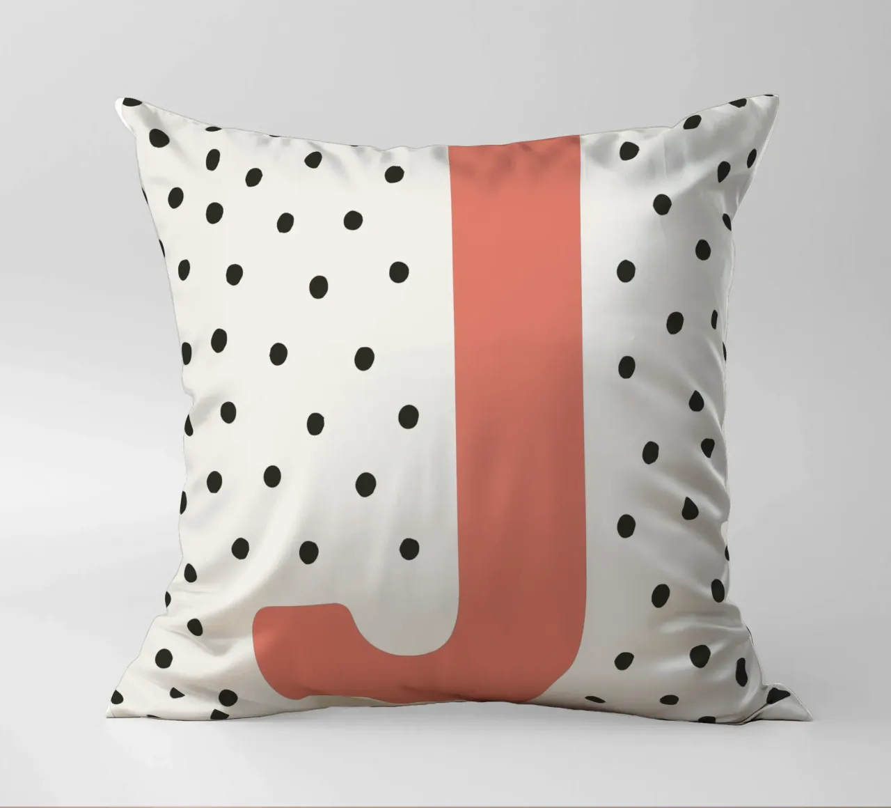 Initial J on dot pattern - Scandinavian style decorative cushion by KidzStudio