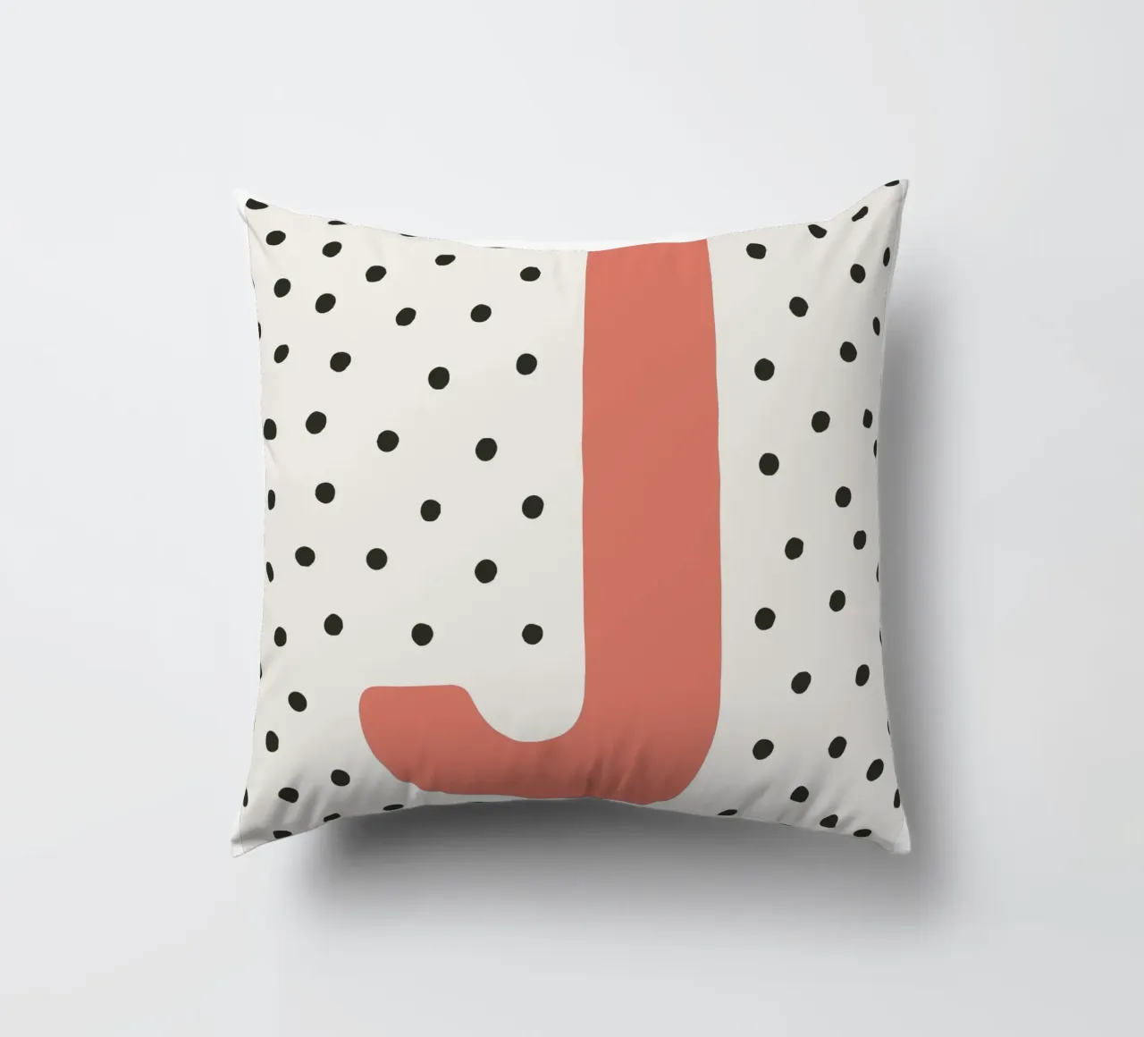 Initial J on dot pattern - Scandinavian style decorative cushion by KidzStudio