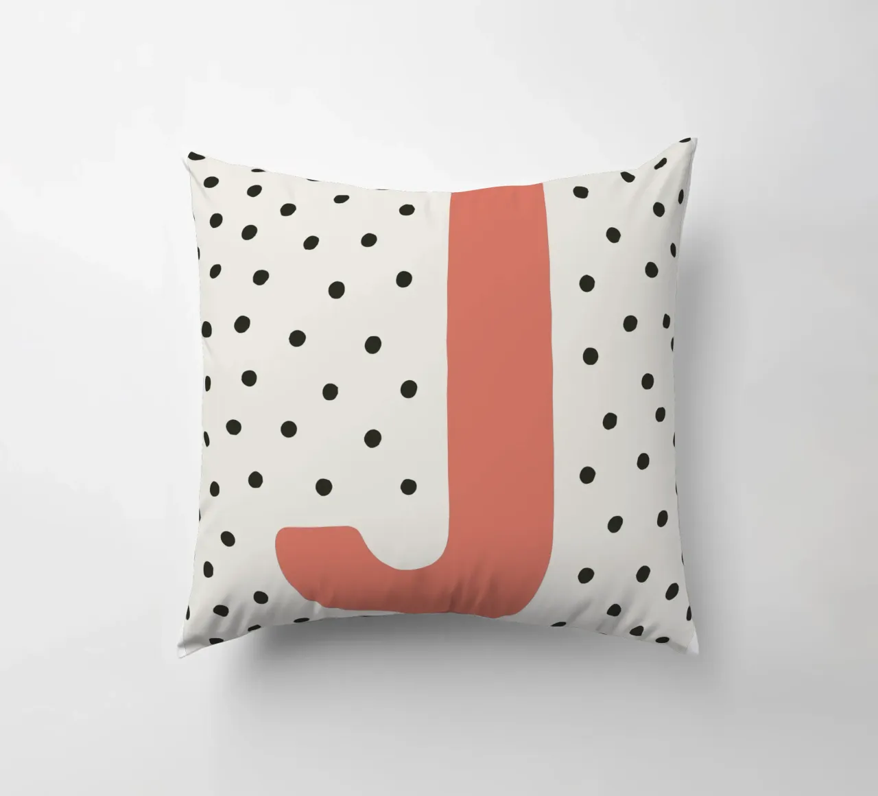 Initial J on dot pattern - Scandinavian style decorative cushion by KidzStudio
