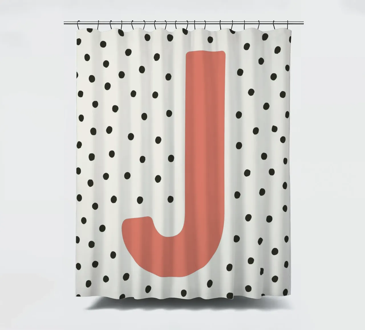 Initial J on dot pattern - Scandinavian style shower curtain by KidzStudio