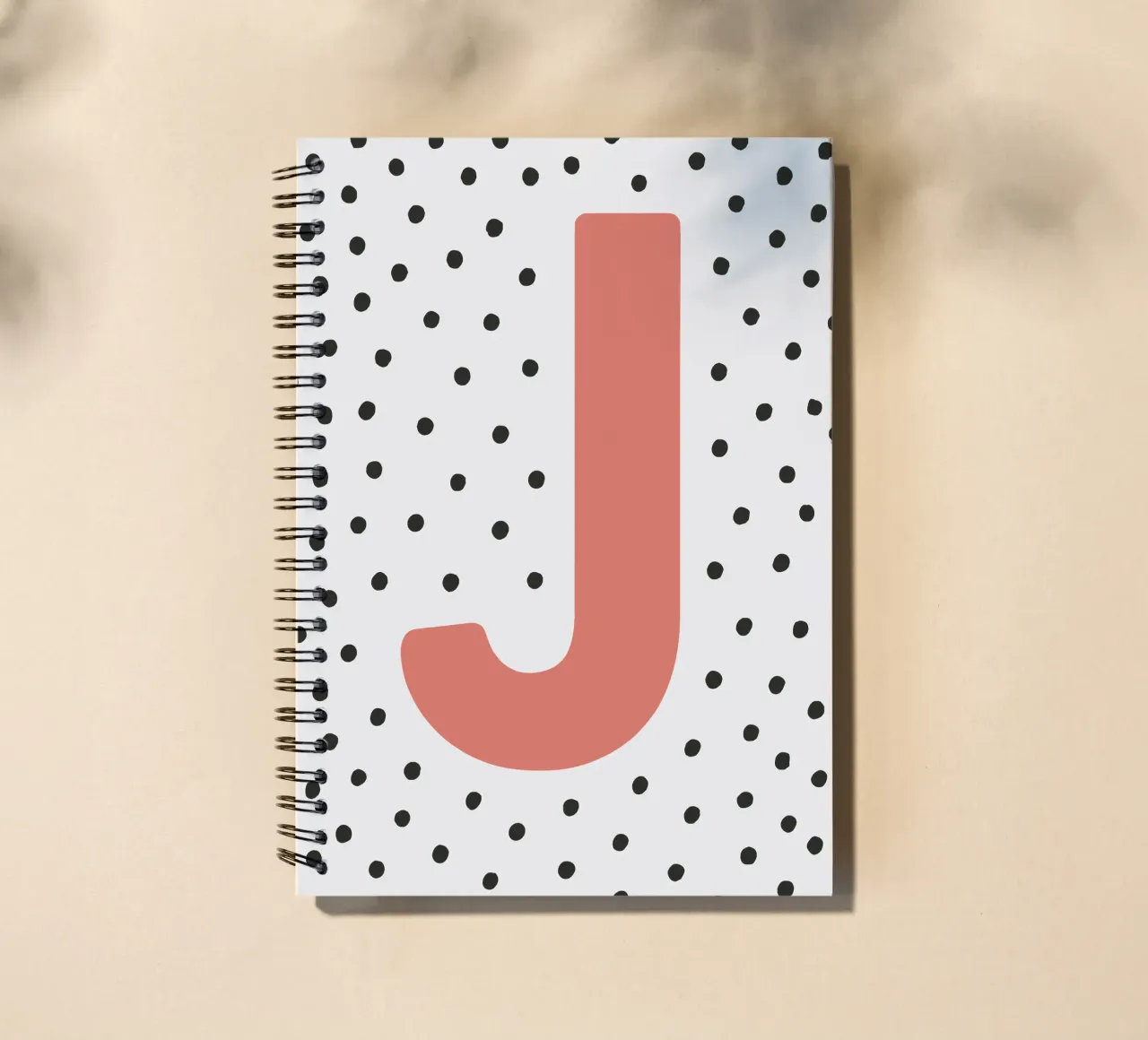 Initial J on dot pattern - Scandinavian style spiral notebook by KidzStudio