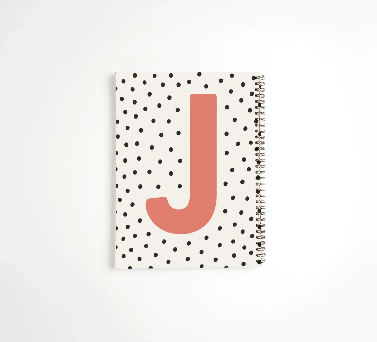 Initial J on dot pattern - Scandinavian style spiral notebook by KidzStudio