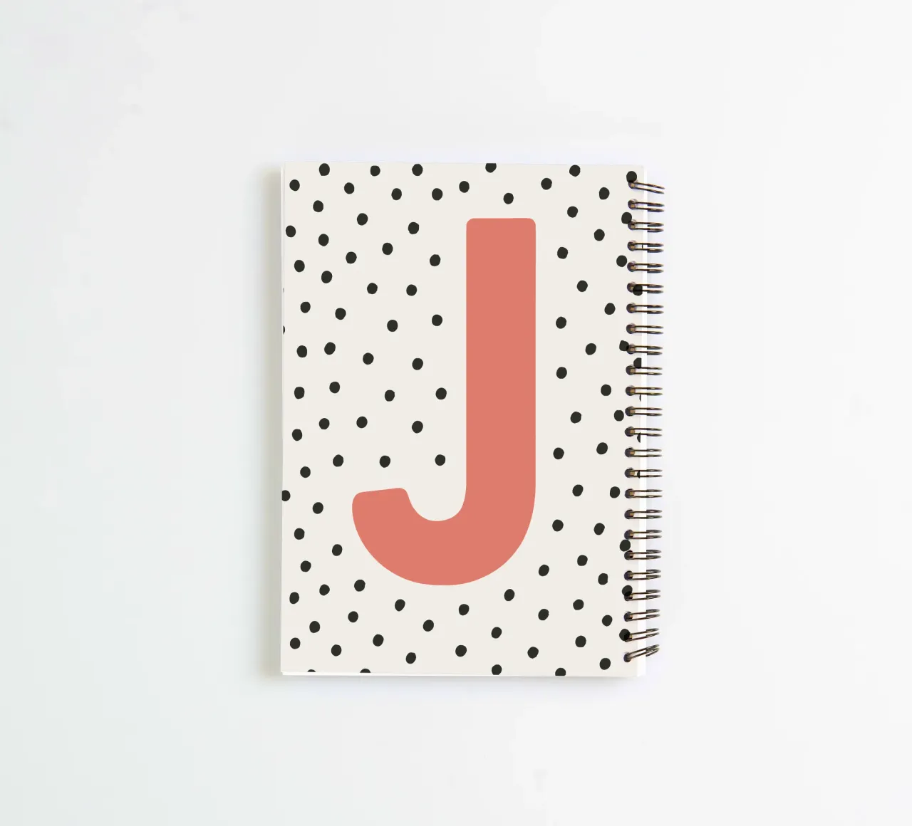 Initial J on dot pattern - Scandinavian style spiral notebook by KidzStudio