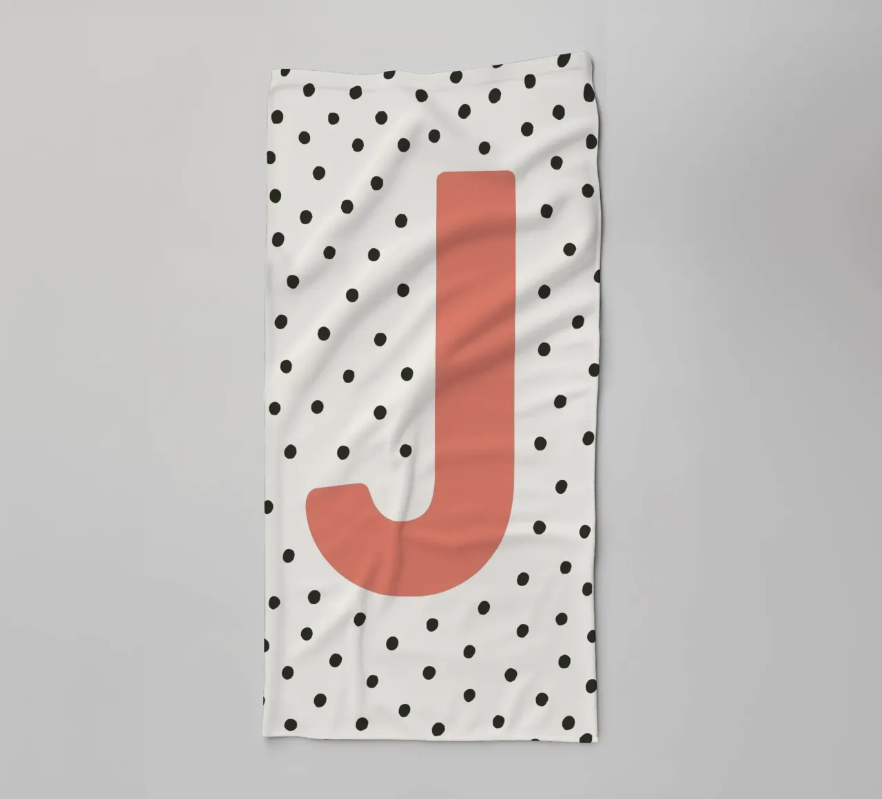 Initial J on dot pattern - Scandinavian style towel by KidzStudio