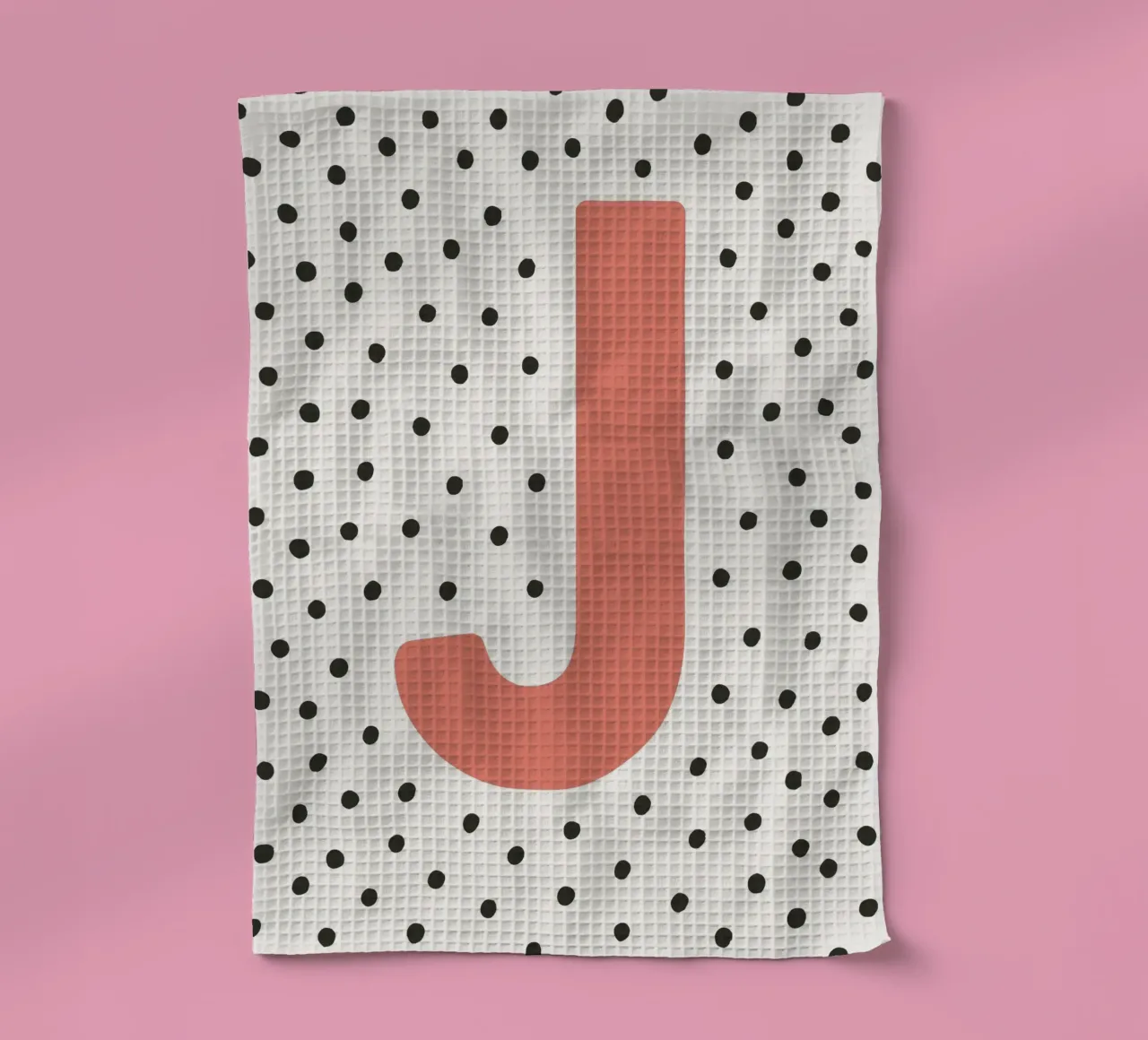Initiale J sur motif à pois - style scandinave torchon de KidzStudio