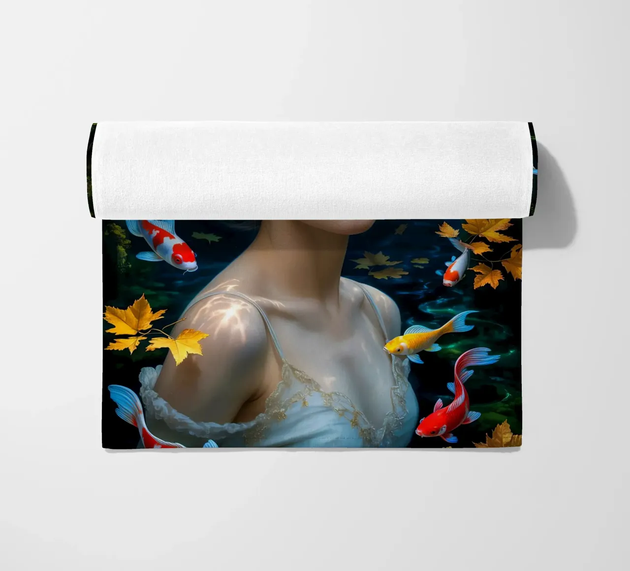 Underwater Serenity: Woman and Koi telo mare da IMAGINE ART