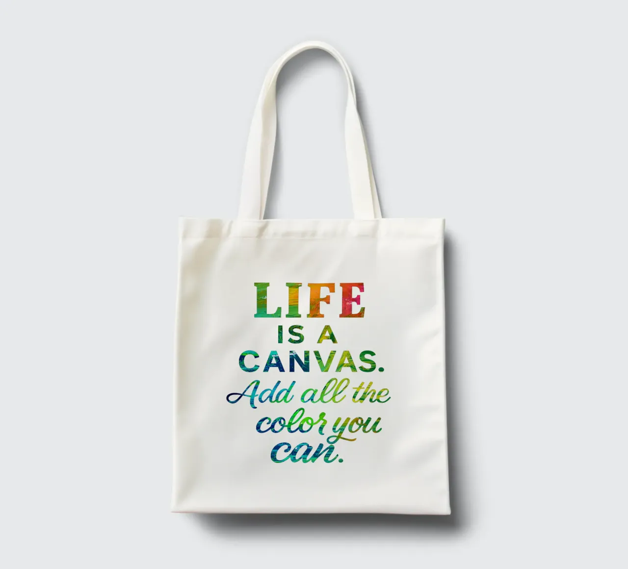 LIFE IS A CANVAS. ADD ALL THE COLOR YOU CAN. jute draagtas van Vintage Van Gogh