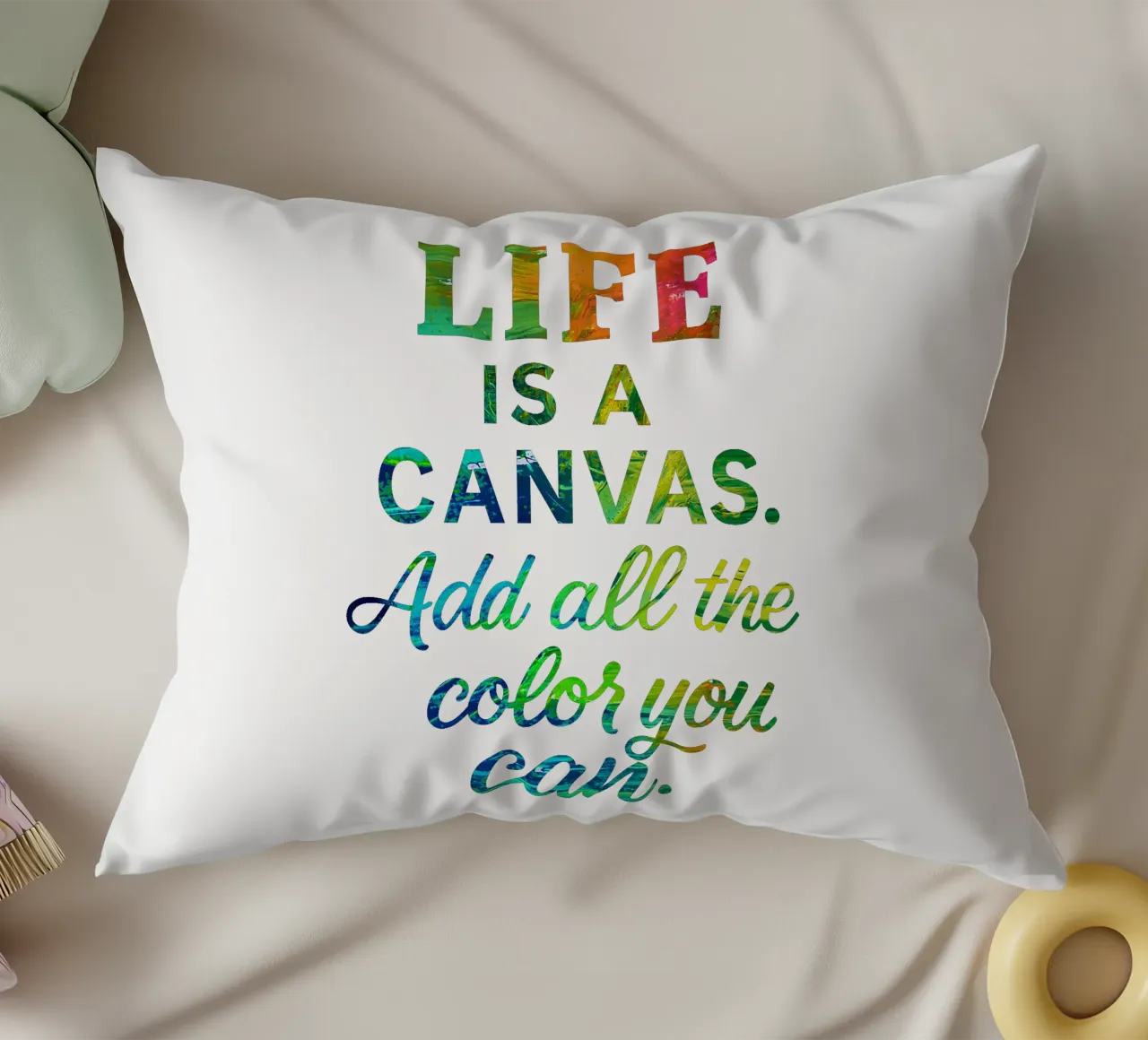 LIFE IS A CANVAS. ADD ALL THE COLOR YOU CAN. coussin de Vintage Van Gogh
