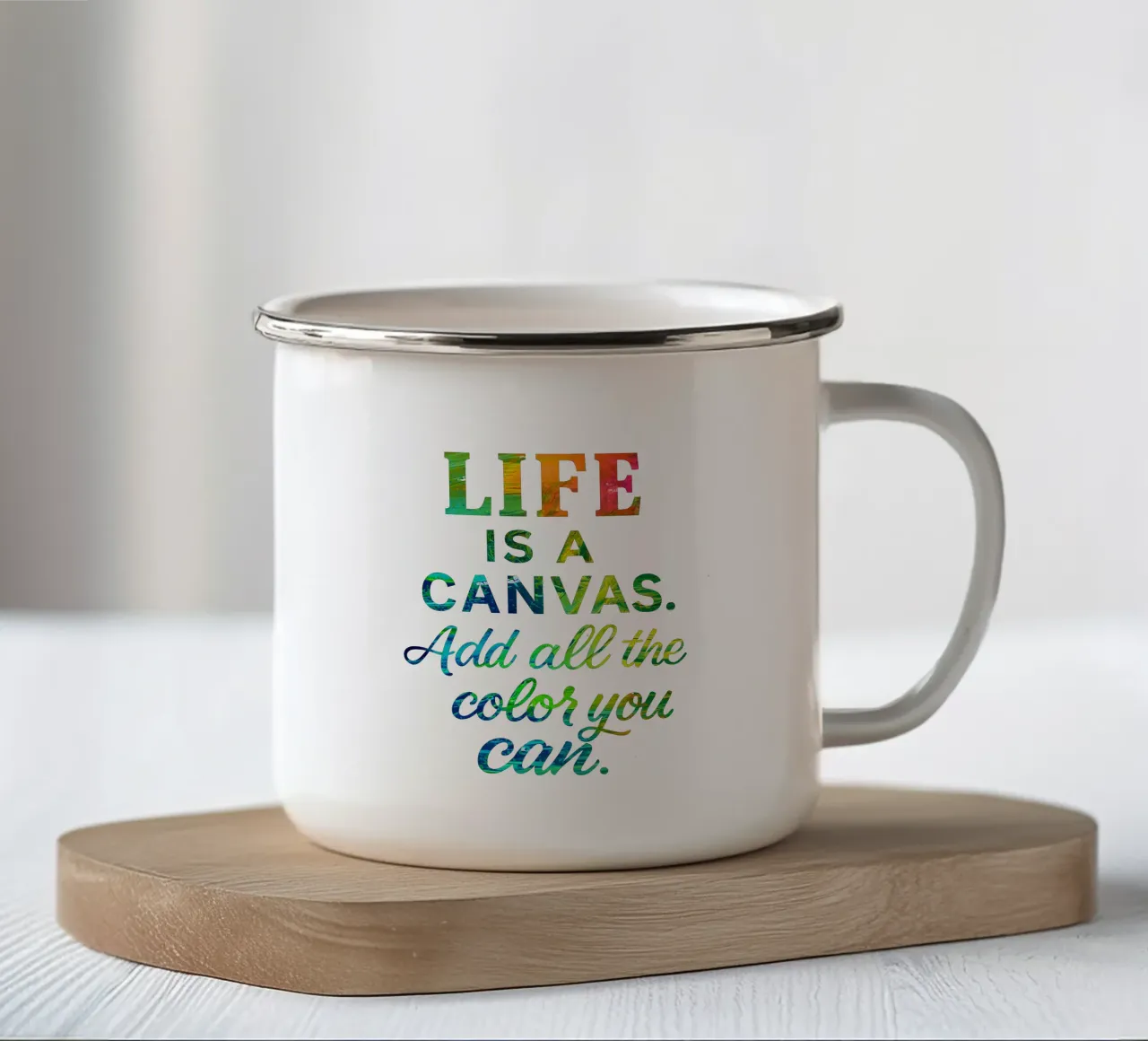 LIFE IS A CANVAS. ADD ALL THE COLOR YOU CAN. mug en émail de Vintage Van Gogh