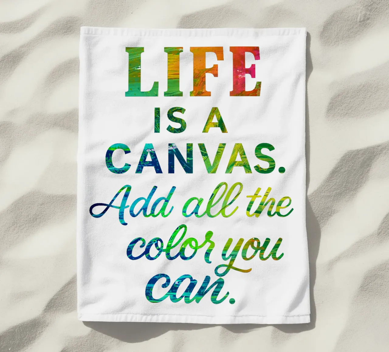 LIFE IS A CANVAS. ADD ALL THE COLOR YOU CAN. serviette de plage de Vintage Van Gogh