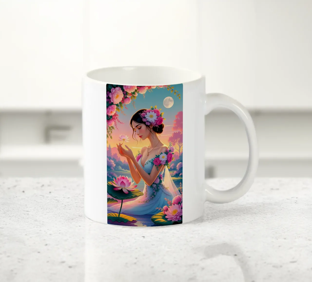 Flower  Pink Beautiful Women tazza in ceramica da IMAGINE ART