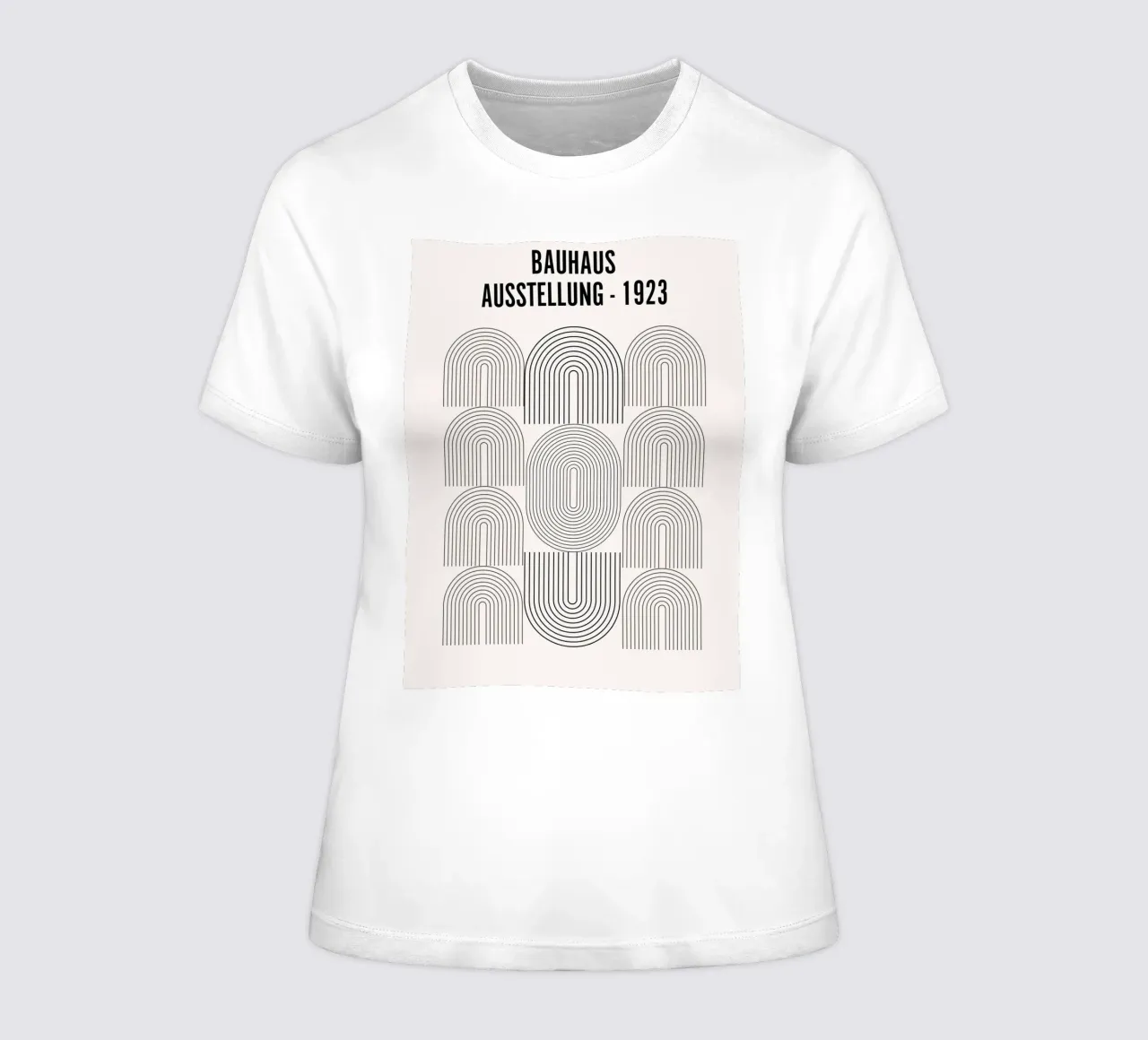 Bauhaus Line Art - Minimal Geometric women's fitted t-shirt by Studio Vibe