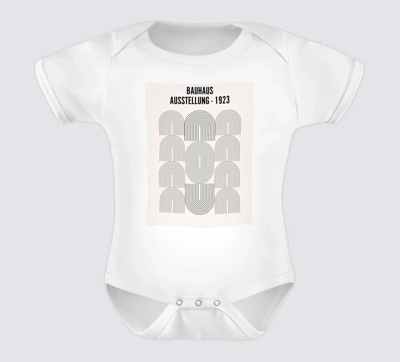Bauhaus Line Art - Minimal Geometric short-sleeve baby romper by Studio Vibe