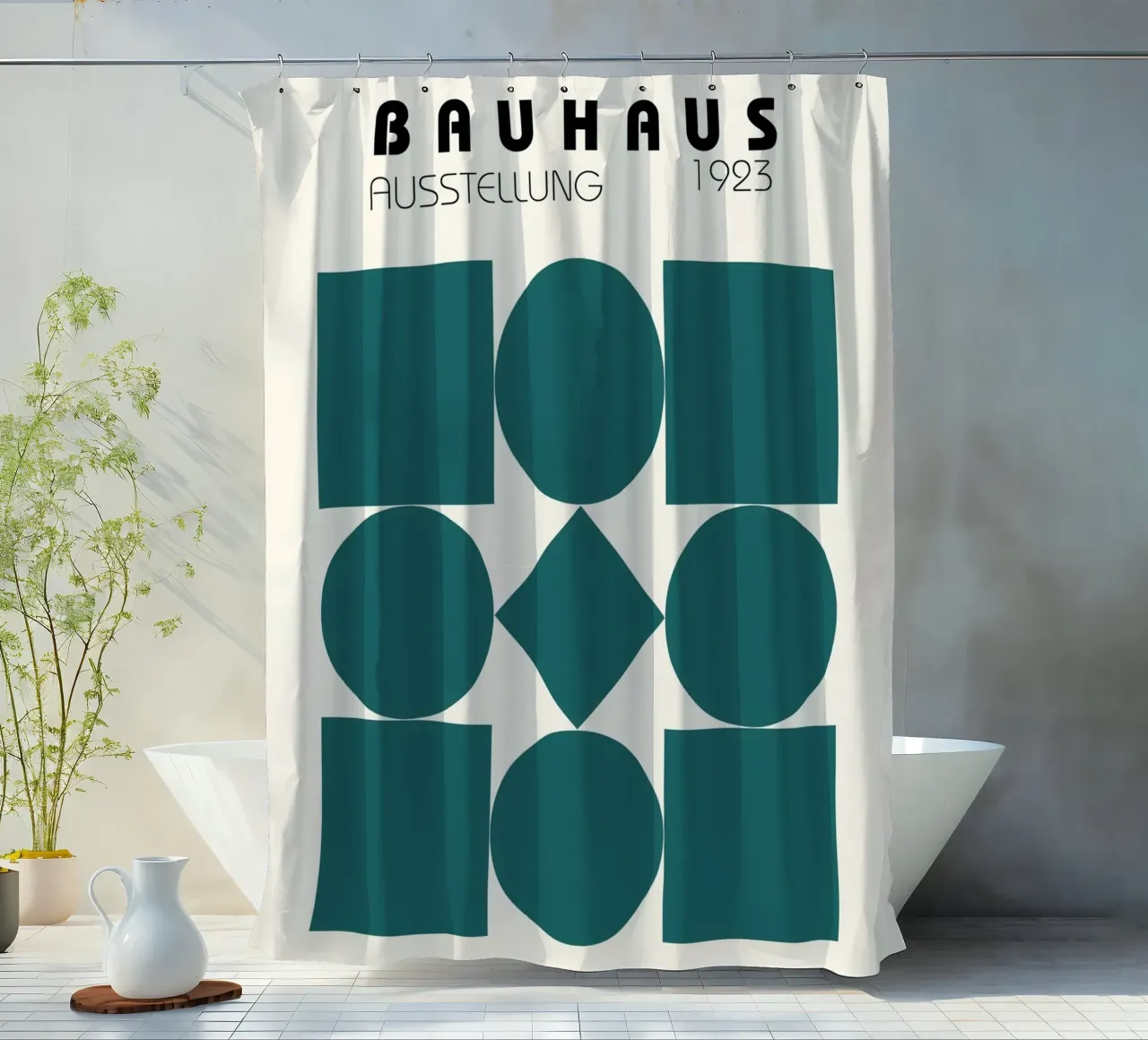 Geometria Bauhaus - design moderno e retrò tenda da doccia da Studio Vibe