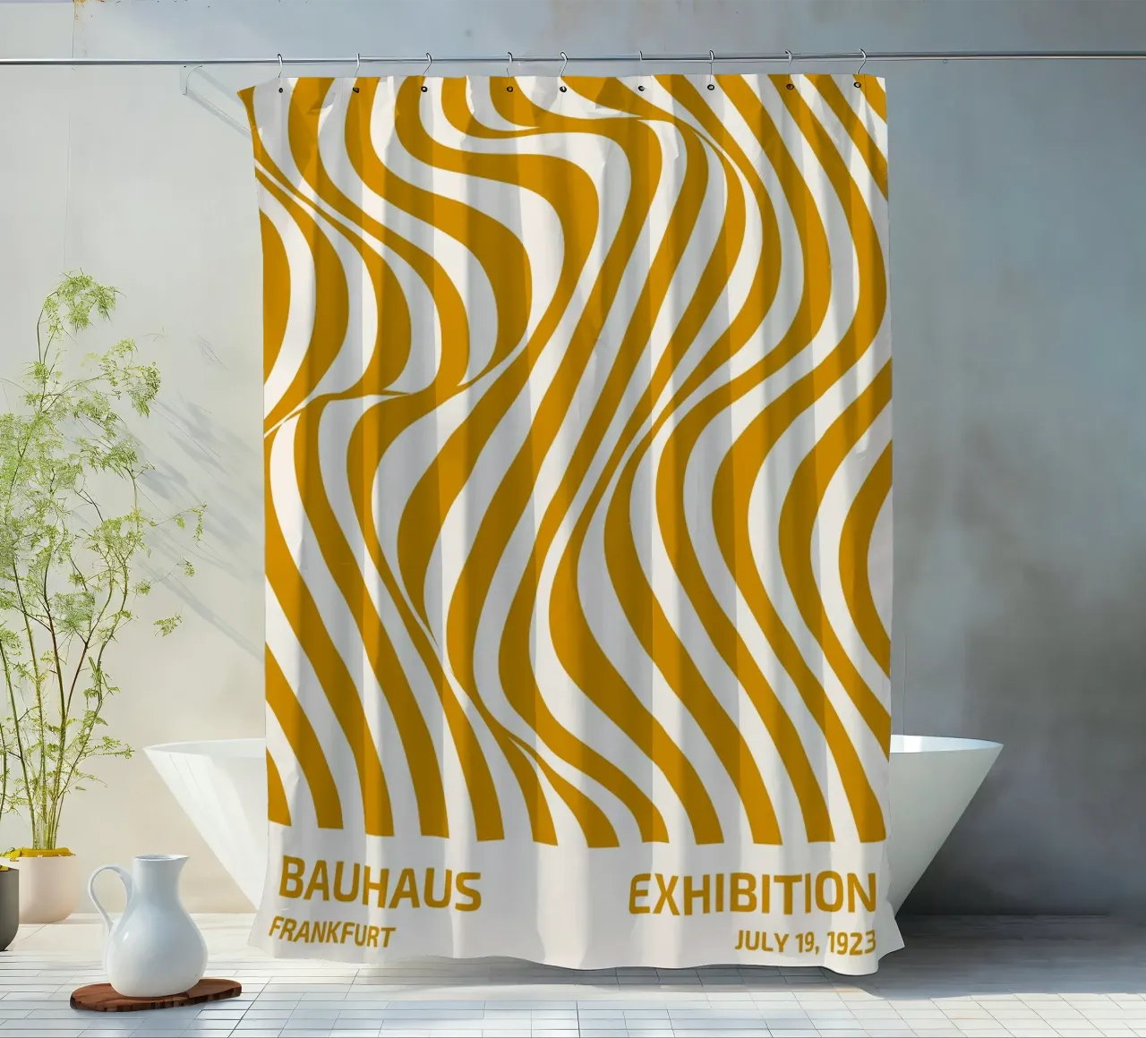 Bauhaus Wave Art - Poster astratto retrò tenda da doccia da Studio Vibe