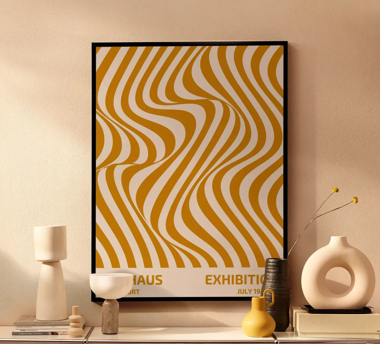 Bauhaus Wave Art - Poster astratto retrò carta hahnemühle da Studio Vibe
