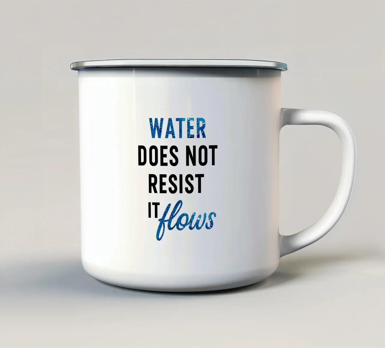 WATER DOES NOT RESIST - IT FLOWS emaille mok van Vintage Van Gogh