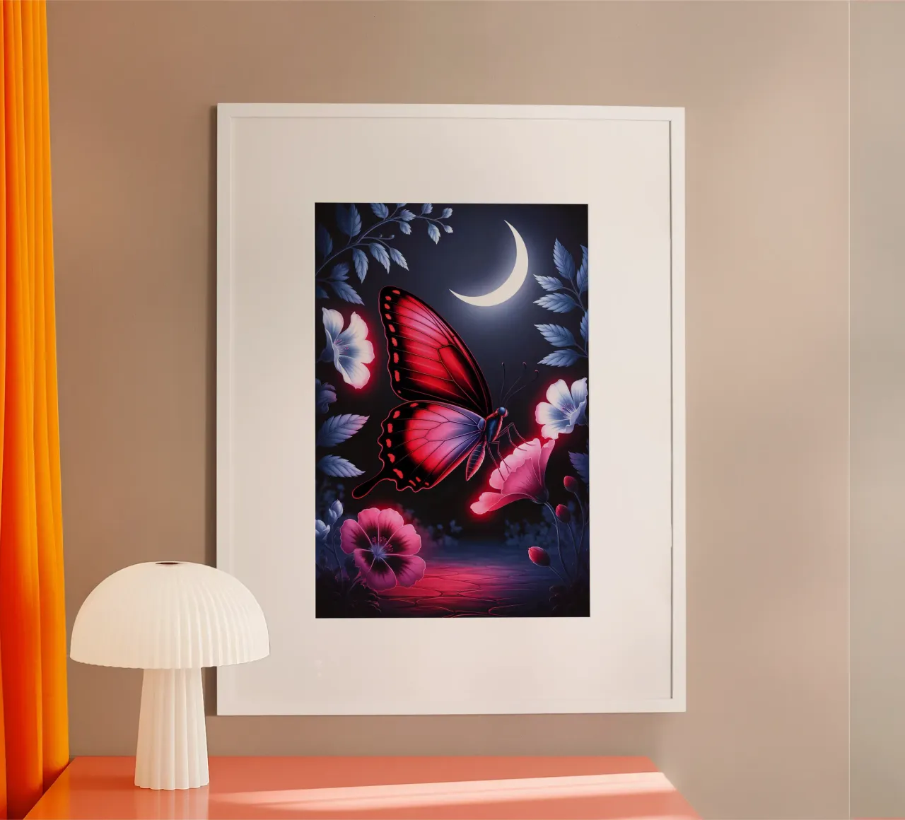 Midnight Bloom: Glowing Butterfly carta hahnemühle da IMAGINE ART