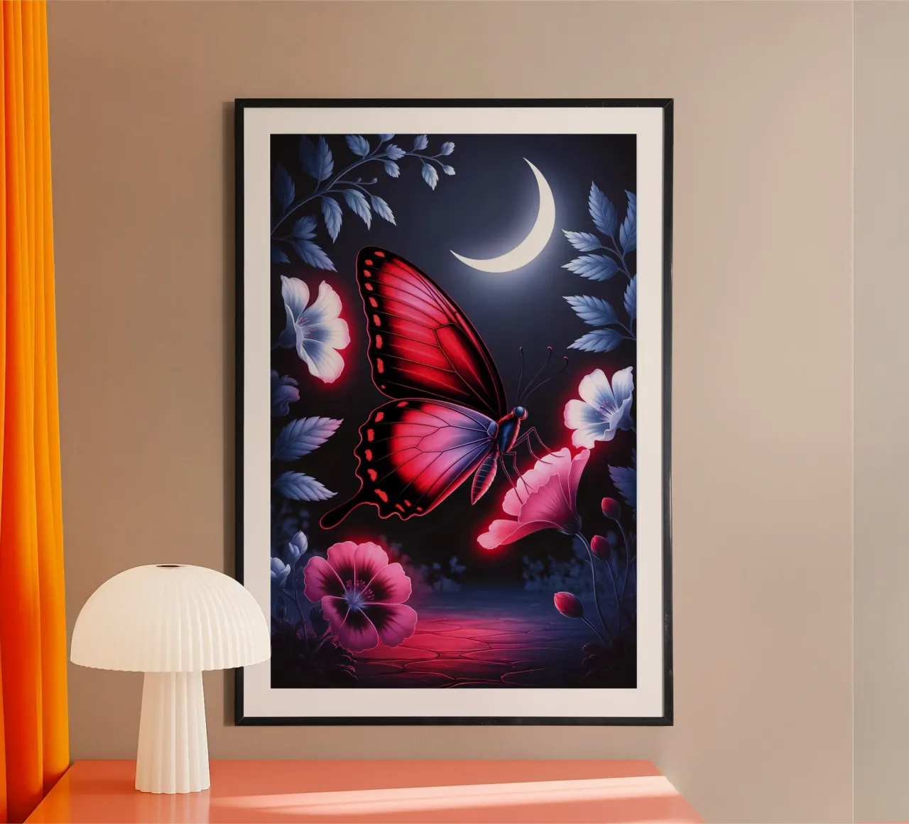 Midnight Bloom: Glowing Butterfly carta hahnemühle da IMAGINE ART