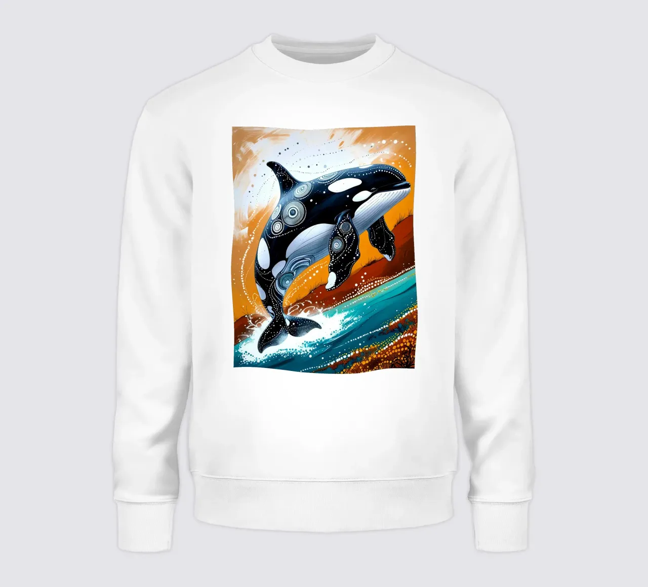 Stippled Ocean: Orca Art Print with White Dots felpa da IMAGINE ART