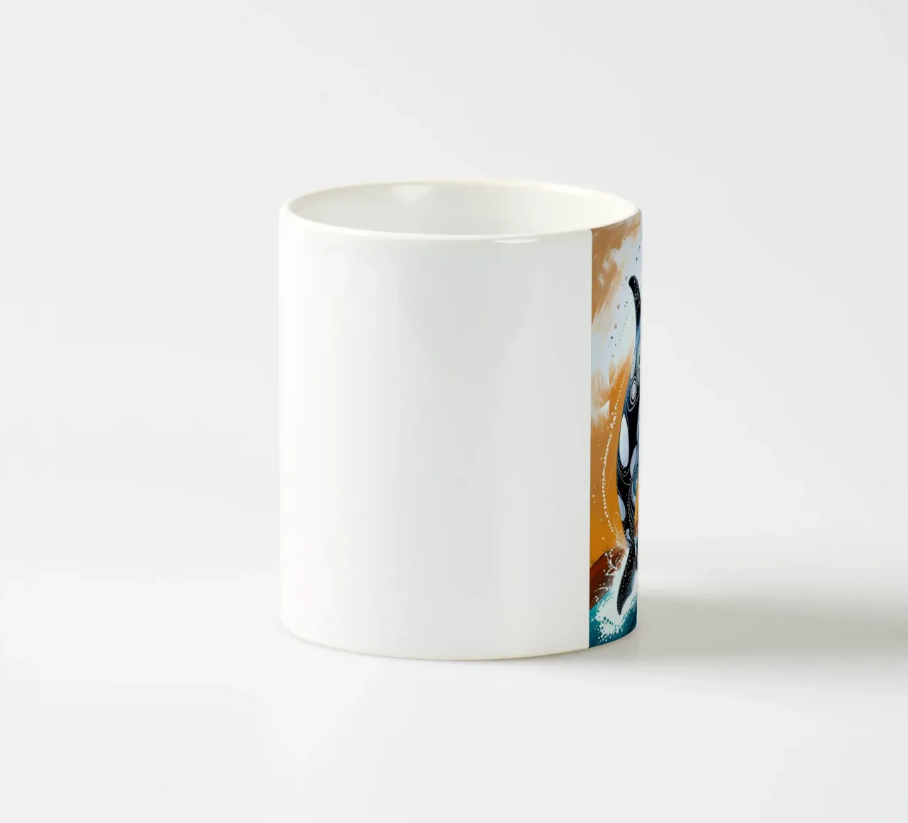 Stippled Ocean: Orca Art Print with White Dots tazza in ceramica da IMAGINE ART