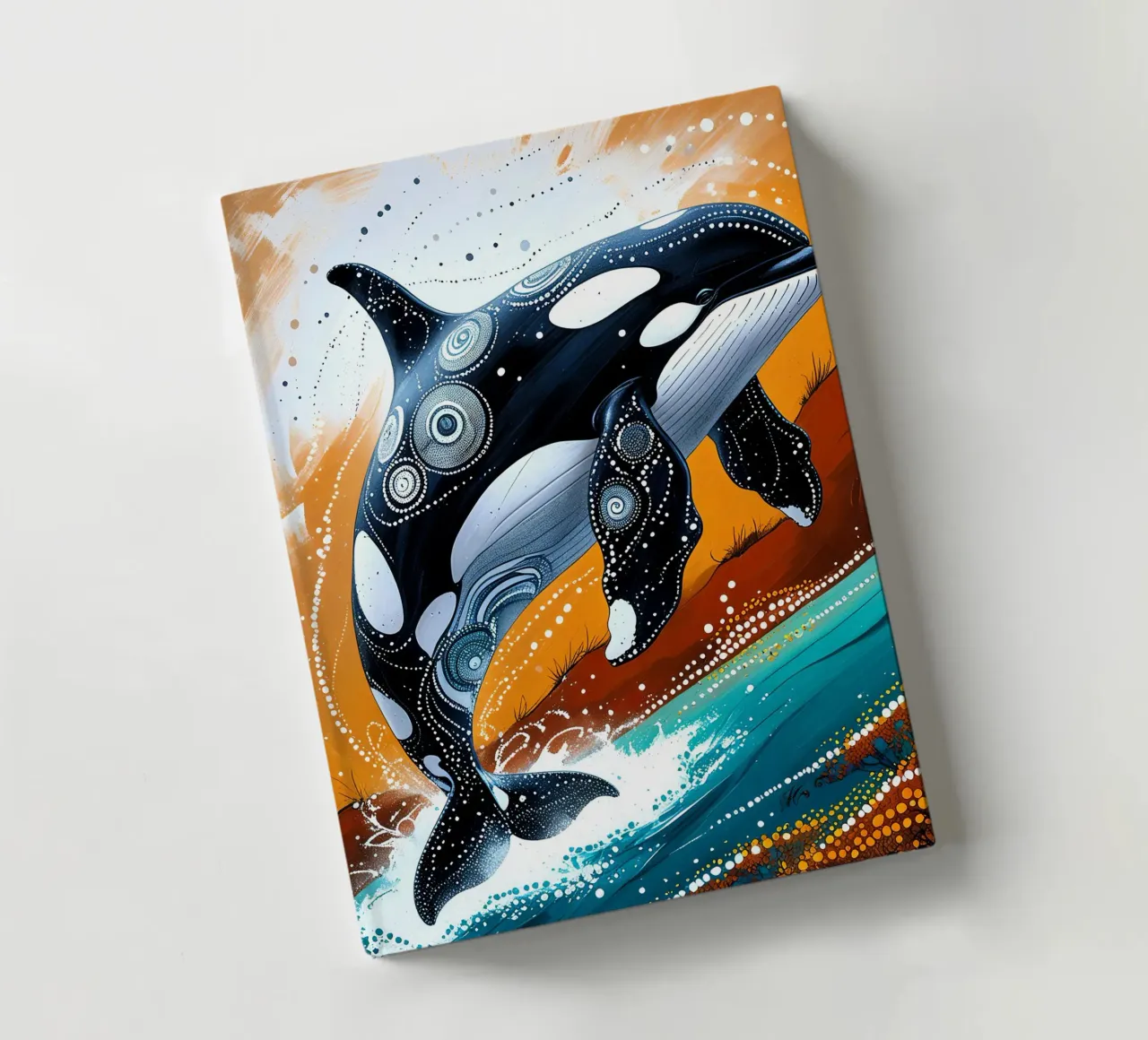 Stippled Ocean: Orca Art Print with White Dots diario da IMAGINE ART